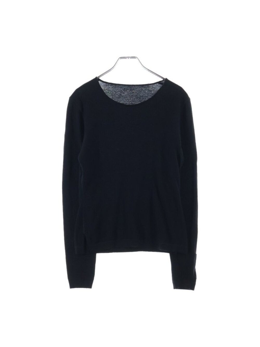 Chanel Sleeve Pocket Crew Neck Cashmere Knit Black Sweater 38
